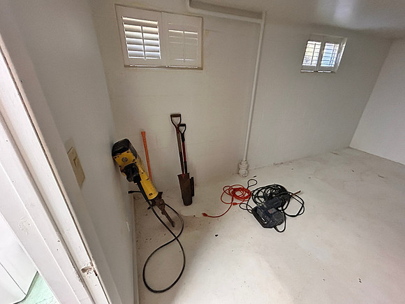 front of the bedroom where bathroom will go along the wall