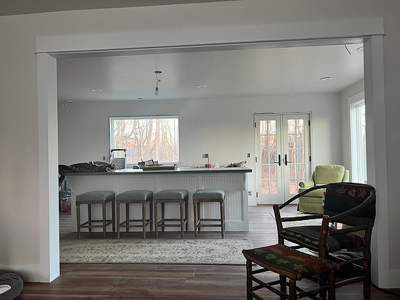 Opened living room wall to new kitchen