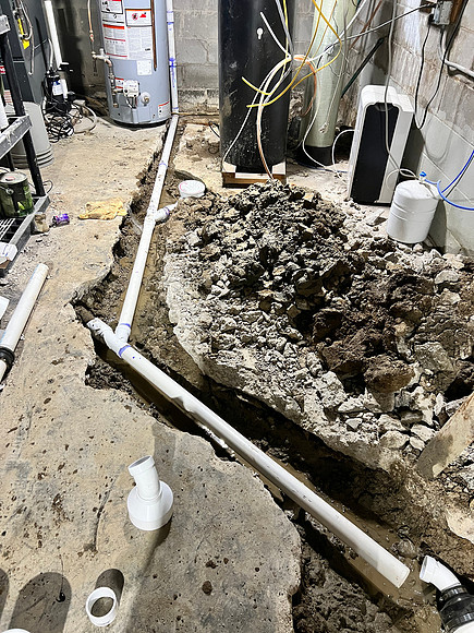 New plumbing in foundation
